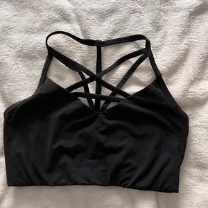 BLACK CRISS CROSS PINK SPORTS BRA
